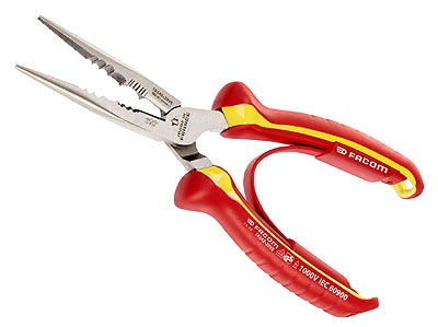 (183AE.20VE) -Insulated Snipe Nose Pliers with Wire Stripper-7.9