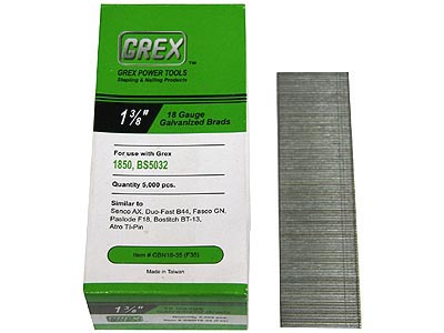 Grex 18 Gauge Galvanized Brads-1 3/8" (Box of 5,000)