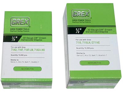 Grex 22 Gauge Staples-3/8" Crown x 1/2" Length (Box of 10,000)