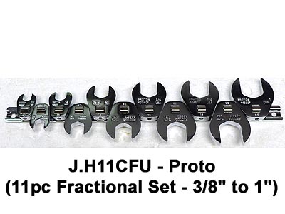 (J.J11CFU-spec)-3/8" Drive Fractional Crowsfoot Set-11pc (Proto)