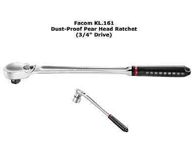 (KL.161) -3/4" Drive Dust Proof Pear Head Ratchet (Facom)