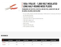 (185A.20VE)-Insulated Half Round Pliers w/Straight Tips-200mm (Facom)