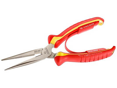 (185A.20VE)-Insulated Half Round Pliers w/Straight Tips-200mm (Facom)