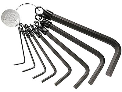 (87HL.JU8)-8pc Long Fractional Hex Key Set (w/ring)(5/64-6/16")