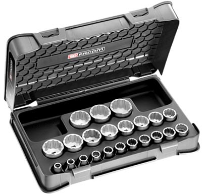 (S.400B) -1/2" Drive 12pt Socket Set (22pc)(8-32mm) (Facom) (Freight) (2 available at this price)