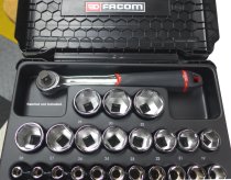 (S.400B) -1/2" Drive 12pt Socket Set (22pc)(8-32mm) (Facom) (Freight)