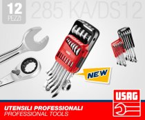 (467B.JP12)-12pc Ratcheting Comb Wrench Clip Set (7-19mm)(USAG)