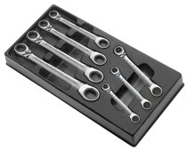 (MOD.65J7) - Ratcheting 12pt 15° Head Ring Wrench Set (6-19mm)