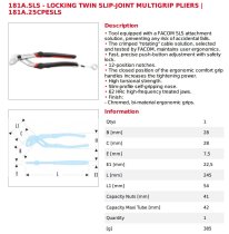 (181A.25CPESLS)-Locking Twin Slip-Joint Pliers w/SLS (9.6")