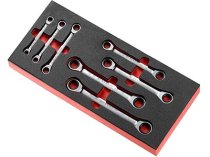(MODM.64J7)-7pc Ratcheting 12pt Ring Wrench Set (6-19mm)