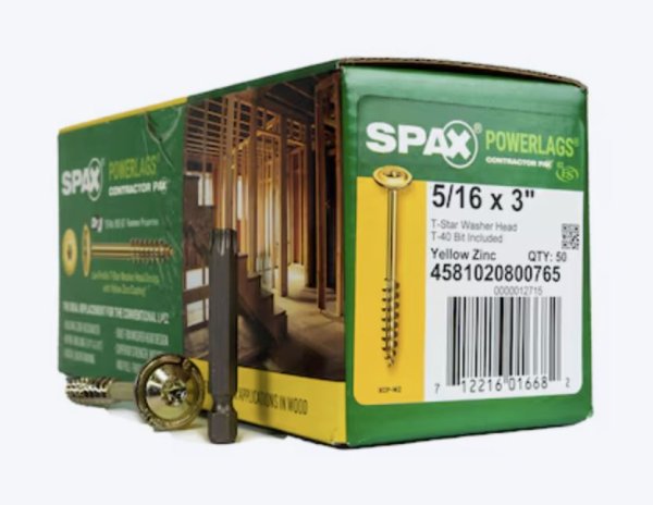5/16 x 3" Washer Head Lags (Yellow Zinc)(50pc) (Close out-3 available)