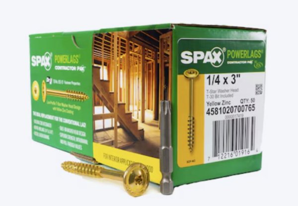 1/4 x 3" Washer Head Lags (Yellow Zinc)(50pc) (Close out-3 available)