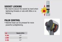 (J.360)-3/8" Drive Palm Control Rotator Ratchet (9.2")