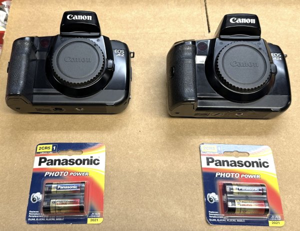 Canon EOS A2 & A2E Camera Bodies (with new body caps) (2 cameras as shown) (sold)