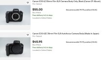 Canon EOS A2 & A2E Camera Bodies (with new body caps) (2 cameras as shown) (sold)