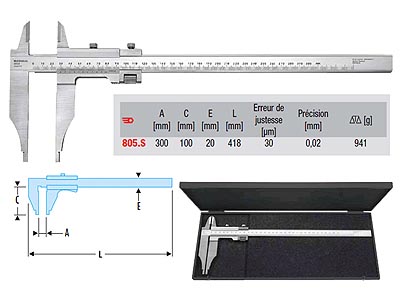 (805.S) - Workshop Vernier Caliper (0-300mm, to 1/50mm)