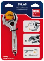 (113AS.6C)-Slim Profile Wide Opening Adjustable Wrench-6" (USAG)