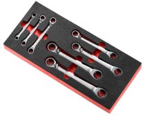 (MODM.65J7)-7pc Ratcheting 12pt 15° Ring Wrench Set (6-19mm)