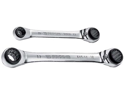 (64C.J2)-2pc Quatro Ratcheting Box Wrench Set (8 sizes, 8-19mm)