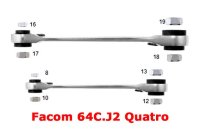 (64C.J2)-2pc Quatro Ratcheting Box Wrench Set (8 sizes, 8-19mm)