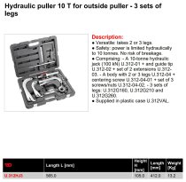 (U.312HJ3) -10 Ton Hydraulic Puller Set w/3 Sets of Legs