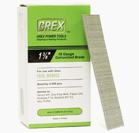 (GBN18-35)-Grex 18 Gauge Galvanized Brads-1 3/8" (Box of 5,000) (7 available)