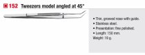 (152) -Tweezer-Long Serrated Tips at 45° Angle (stainless steel)
