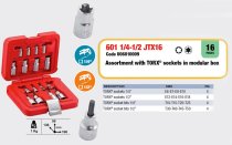 (601 1/4-1/2 JTX16) -Torx Socket & Bit Set-16pc (USAG)