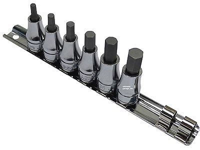 (JT.40) -3/8" Drive Hex Socket Set (4/5/6/7/8/10mm w/Rail)(F)