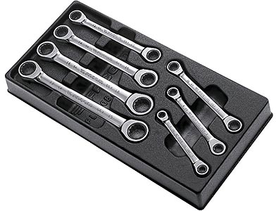 (MOD.64J7) - Ratcheting 12pt Ring Wrench Module Set (6-19mm)
