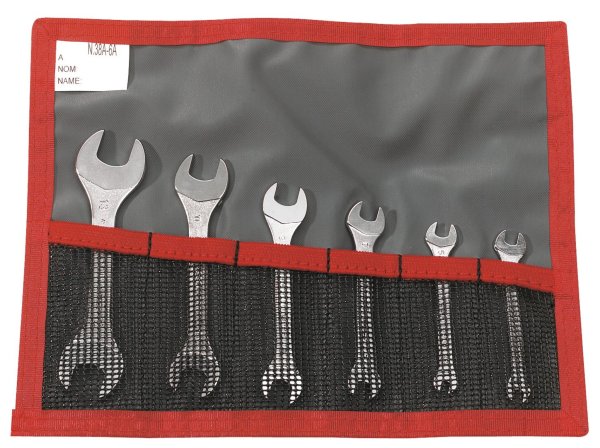 (22.JE6T)-6pc Compact Metric Open End Wrench Set (3.2 - 13mm)