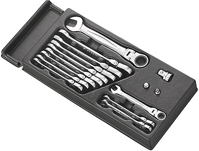 (MOD.467FJ12)-12pc Hinged Ratcheting Combination Wrench Set (8-19mm)