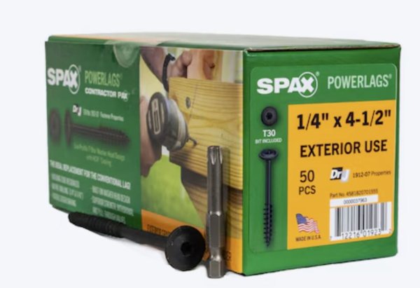 1/4 x 4 1/2" Washer Head Lags-HCR Coating-Torx (50pc) (Closeout-3 available)