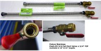 Stainless Steel Flexible Water Connector (w/Ball Valve)-3/4x18"