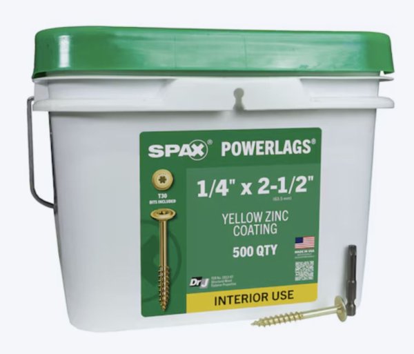 1/4 x 2 1/2" Washer Head Lags-Yellow Zinc Torx (500pc) (Dropship)