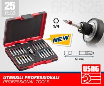 (664 S25)-1/4" Long Reach Impact Bit Assortment (USAG)