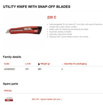 (844.S22)-Utility Knife w/22mm Snap Off Blades (USAG only)