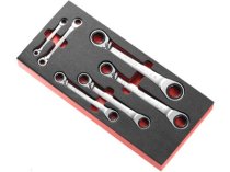 (MODM.65JU6)-6pc Ratcheting 12pt 15° Ring Wrench Set (1/4-15/16″