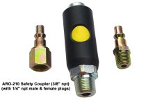 1/4" Flow Safety Coupler-3/8"NPT Male (w/air plugs)(ARO 210)