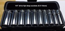 (R.405) -1/4" Drive 6pt Deep Metric Socket Set-10pc (USAG)