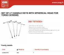 (89TSTX/SE4)-4pc T-Handle Spherical Tip Torx Key Set (USAG)