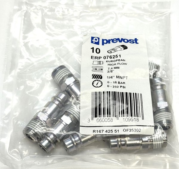 (ERP-076251)-1/4" MALE Thread Air Plug (Euro High Flow Profile) (10-pack) (12 available)