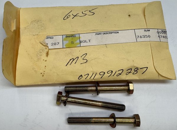 (07119912287)-Hex Bolt with Washer - M6x55 (for E30 M3 oil pan) (Genuine BMW) (3 available)