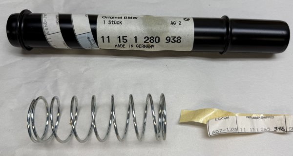 (11151265346 & 11151280838)-Balance Tube and Spring Set for M20 engines (E30, E28 and E34, 82-90) (Genuine BMW) (1 set available)