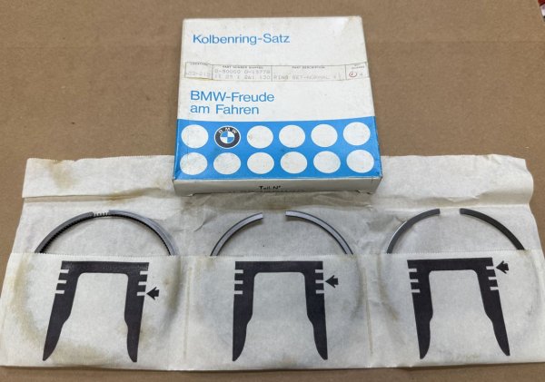(11251261130)-Piston Ring Set (3-rings)-4cyl (M10) & 6cyl (M30) engines (Standard-88.97mm) (per piston) (Genuine BMW) (1 available)
