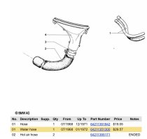 (64211351300) - Hose-1800/2000 4dr (7/68-1/72) (Genuine BMW) (2 available)