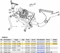 (64211351311)-Hose (Return Heater Hose)- (2002, 3/71-8/73) (14mm/22mm) (Genuine BMW) (1 available)