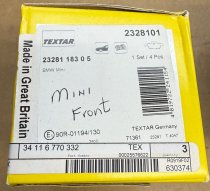 (34116770332)-Mini Cooper Front Brake Pad Set (2002-2008 excl JCW) (Textar, made in UK) (1 set available)