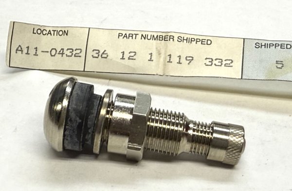 (36121119332) - Valve Stem with Cap (metal) - for use with alloy wheels (Genuine BMW) (1 available)