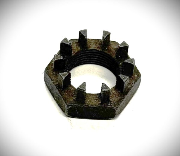 (31211104626)-Castle Nut-Front Wheel Hub-1600/2002/2002tii, Bavaria/CS, 320i (77-83), 530i/528i (75-81), E23/E24 (1 available)